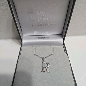My Irish Jeweler Sterling Silver Celtic Initials Necklace Pendant Letter R